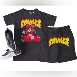 Kids 2 piece black savage Sz Various
